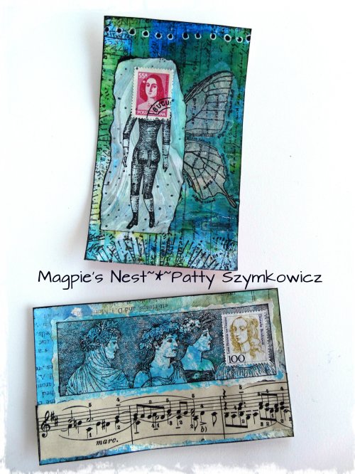 Index card Postage Stamp art